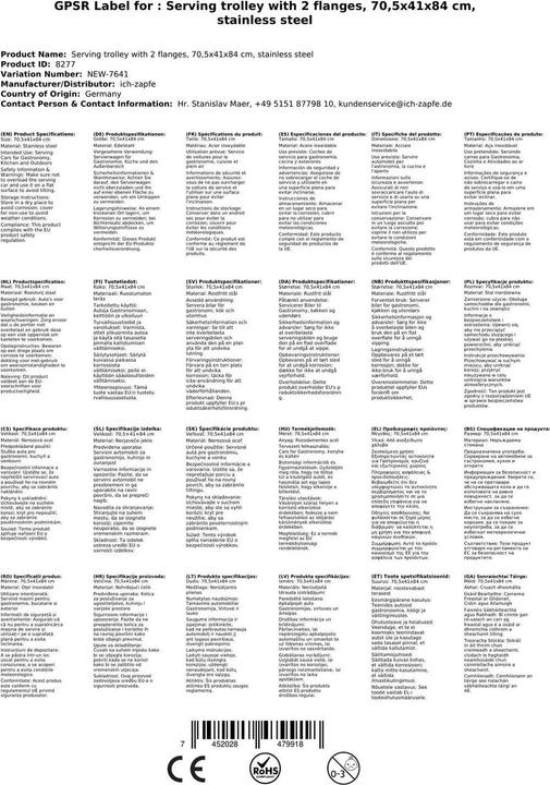 Actual product image Ich-zapfe Serving trolley with 2 shelves, 70.5 x 41 x 84 cm