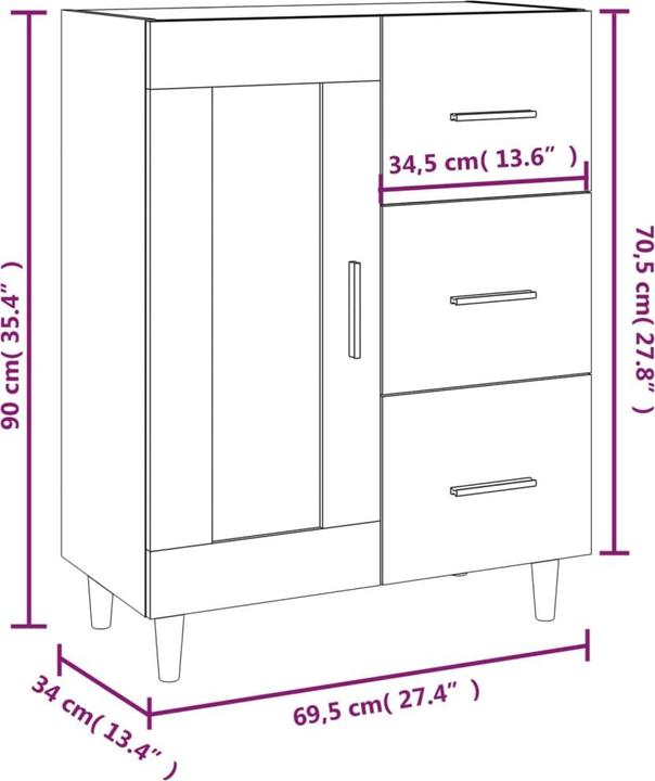 Image du produit vidaXL Sideboard (69.50 x 69.50 x 90 cm)