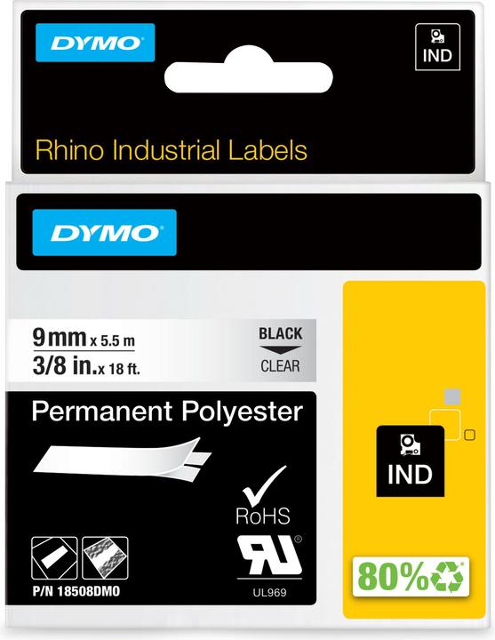 Dymo Schriftband Polyester 9mm (0.90 cm, Transparent)