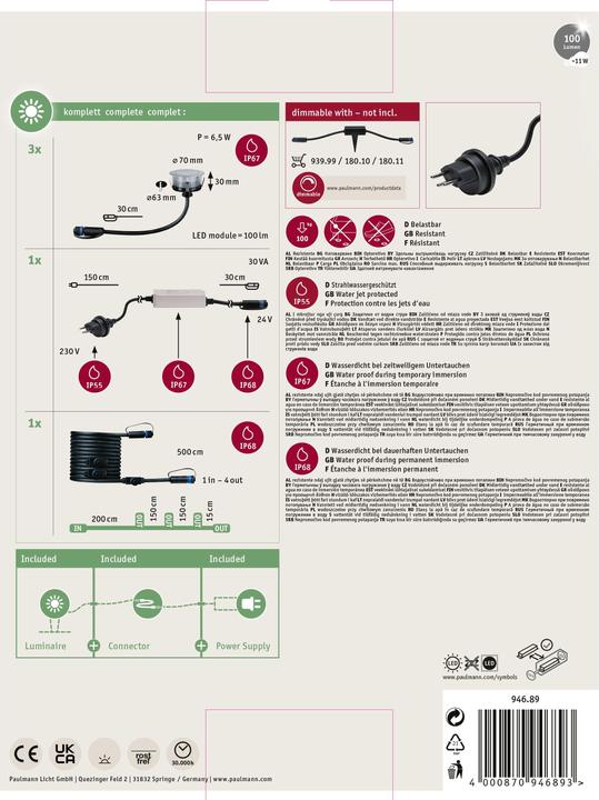 Produktbild Paulmann Plug & Shine Floor Starterset (100 lm, IP67)