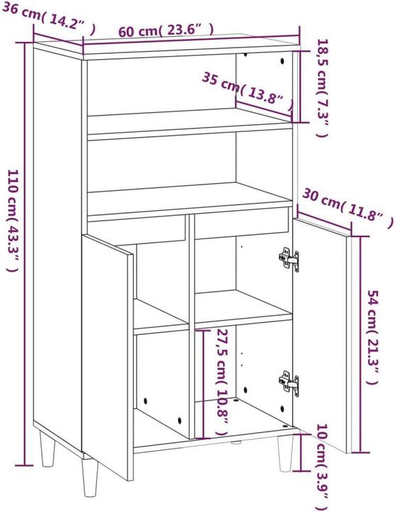 Image du produit vidaXL Stella (60 x 36 x 110 cm)