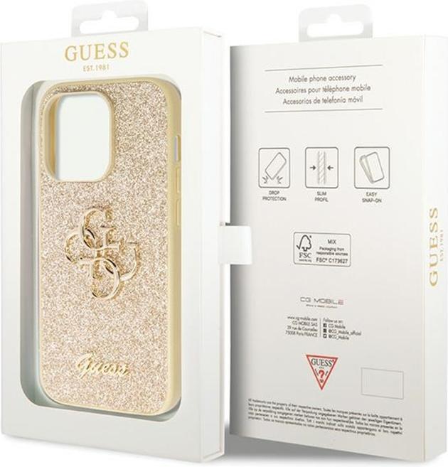 Produktbild Guess GUHCP14LHG4SGD iPhone 14 Pro 6.1" złoty/gold hardcase Glitter Script Big 4G (Apple iPhone 14 Pro)