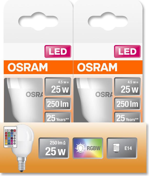 Image du produit Osram Lampes Led Retrofit Rgbw avec télécommande (E14, 25 W, 250 lm, 1 x, G)