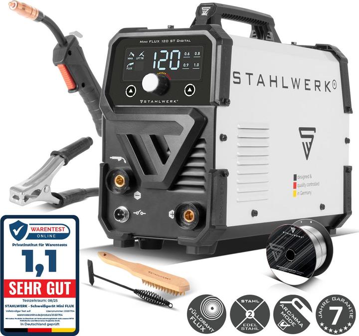Stahlwerk Schweissgerät FLUX 120 ST Digital Fülldraht MMA/ARC LIFT TIG Funktion