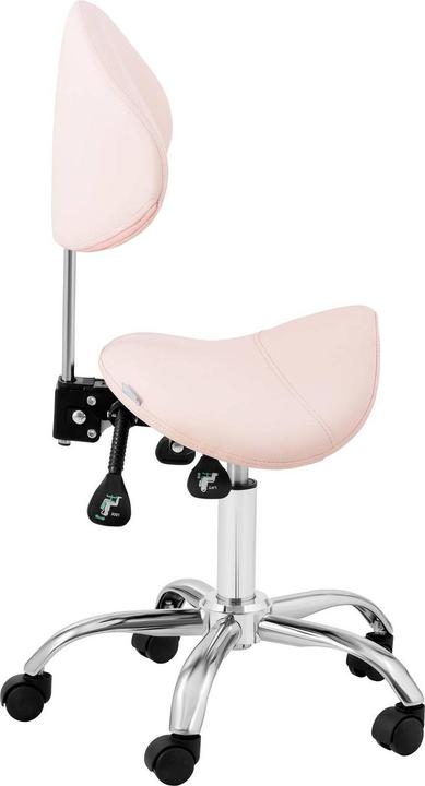 Produktbild Physa Sattelstuhl Sattelhocker mit Lehne Rollhocker Rosa, Silbern höhenverstellbar
