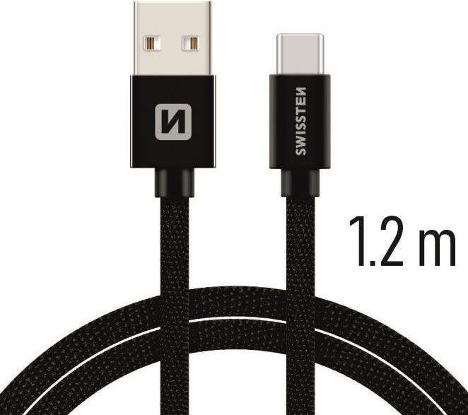 Produktbild Swissten Datenkabel Textil USB / USB-C 1.2 M (1.20 m)