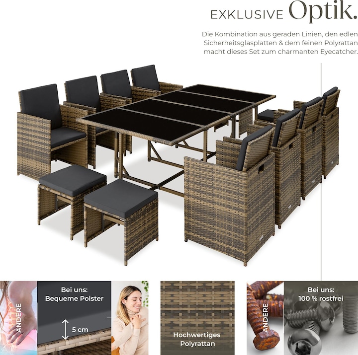 Immagine prodotto tectake Set da giardino in rattan Palma, 8+4+1