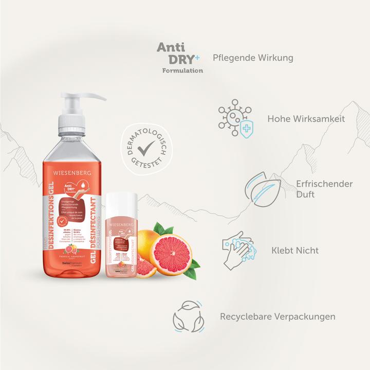 Image du produit Wiesenberg Gel désinfectant mains Tropical Grapefruit gel (500 ml)