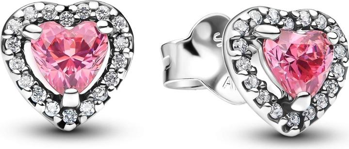 Pandora Orecchini a bottone a cuore rosa rialzati (Argento 925)