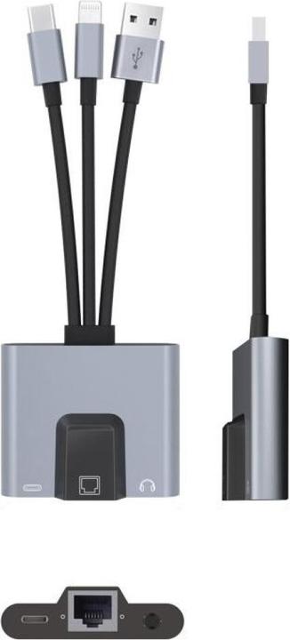 Produktbild PowerGuard Multiport Adapter (USB-A, Lightning, USB Typ C, 3.5mm Klinke)
