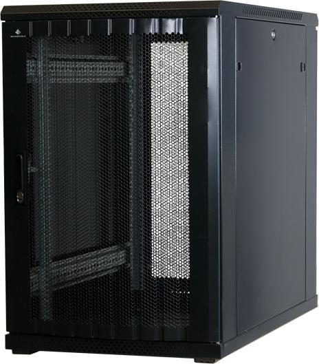 Actual product image Rockstable Network cabinet 19" compatible 18HE 900x600x1000mm Black (RAL 9005) Front: Glass door Rear: Steel (19 inch rack)