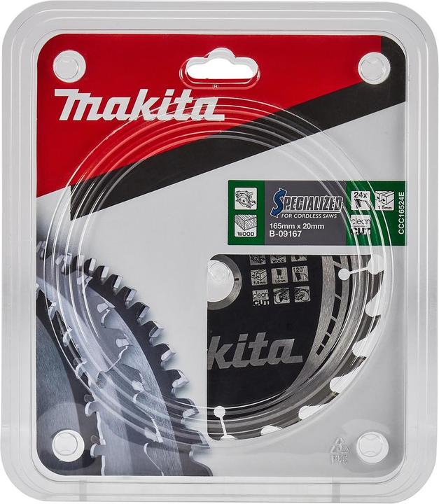 Image du produit Makita B-09167 Lame de scie HM spec batterie bois 165x20x24Z