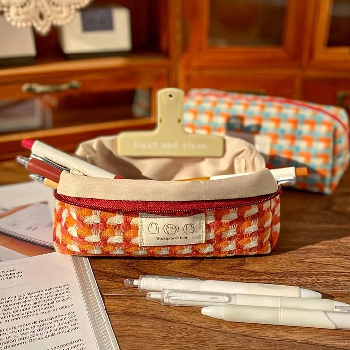 Produktbild Only-Bags.Store Regenbogen geflochtene Schreibwaren Tasche waschbar Pencil Case Briefpapier Box grosse Kapazität