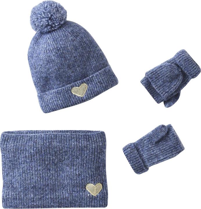 Immagine prodotto Vertbaudet Mädchen Set: Mütze mit Herz, Rundschal & 2-in-1-Handschuhe (104, 116)