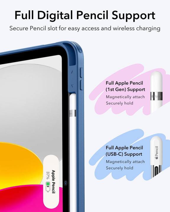 Produktbild ESR - Flip Hybrid (with Pencil Holder) - iPad 10 (2022) 10.9 / 11 (2025) - Blue (Apple iPad 2022 (10. Gen), Apple iPad 2025 (11. Gen))