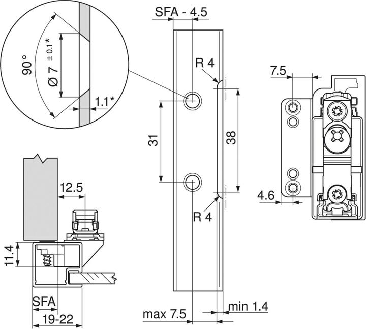 Immagine prodotto Blum 20K4A00A02 NI anta rib. atta. fron. allu