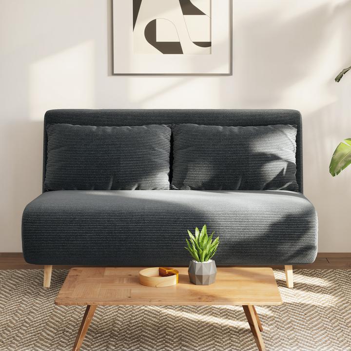Produktbild Homcom Schlafsofa Polyester, Buchenholz Dunkelgrau