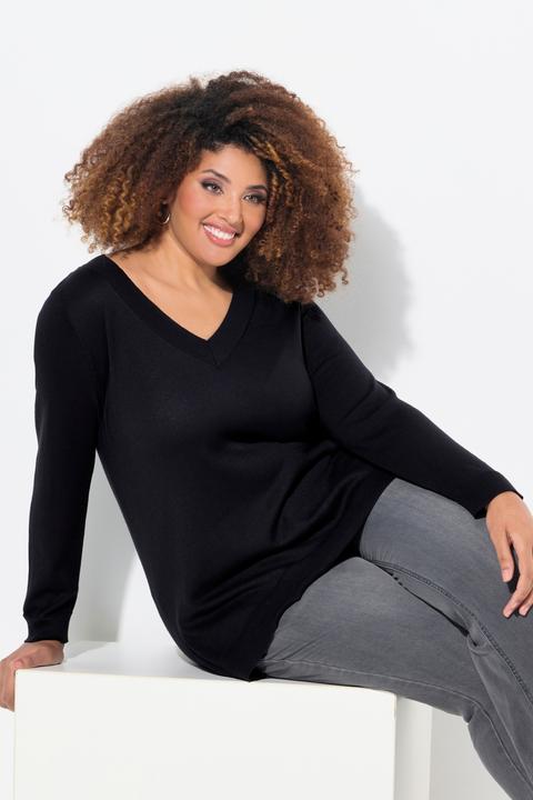 Produktbild Ulla Popken Pullover, V-Ausschnitt, Langarm, weicher Feinstrick (58)