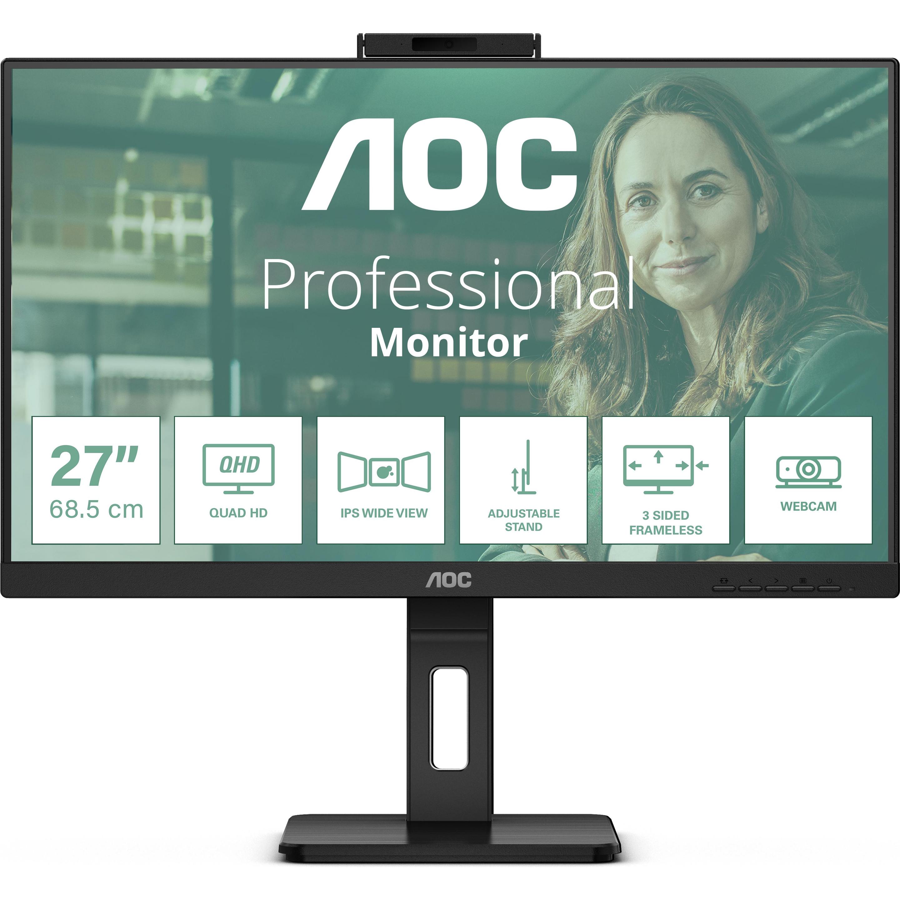 AOC Q27P3QW (2560 x 1440 Pixel, 27"), Monitor, Schwarz