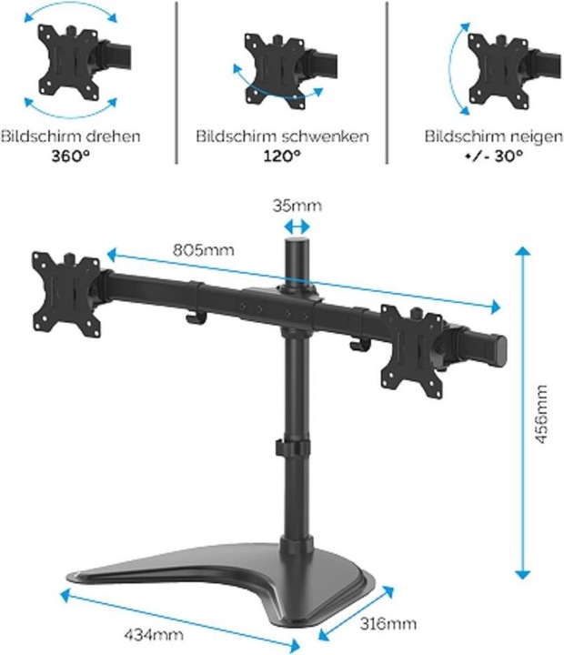 Produktbild Fellowes Freistehender Doppel Monitorarm Professional Series (Tisch, 27")