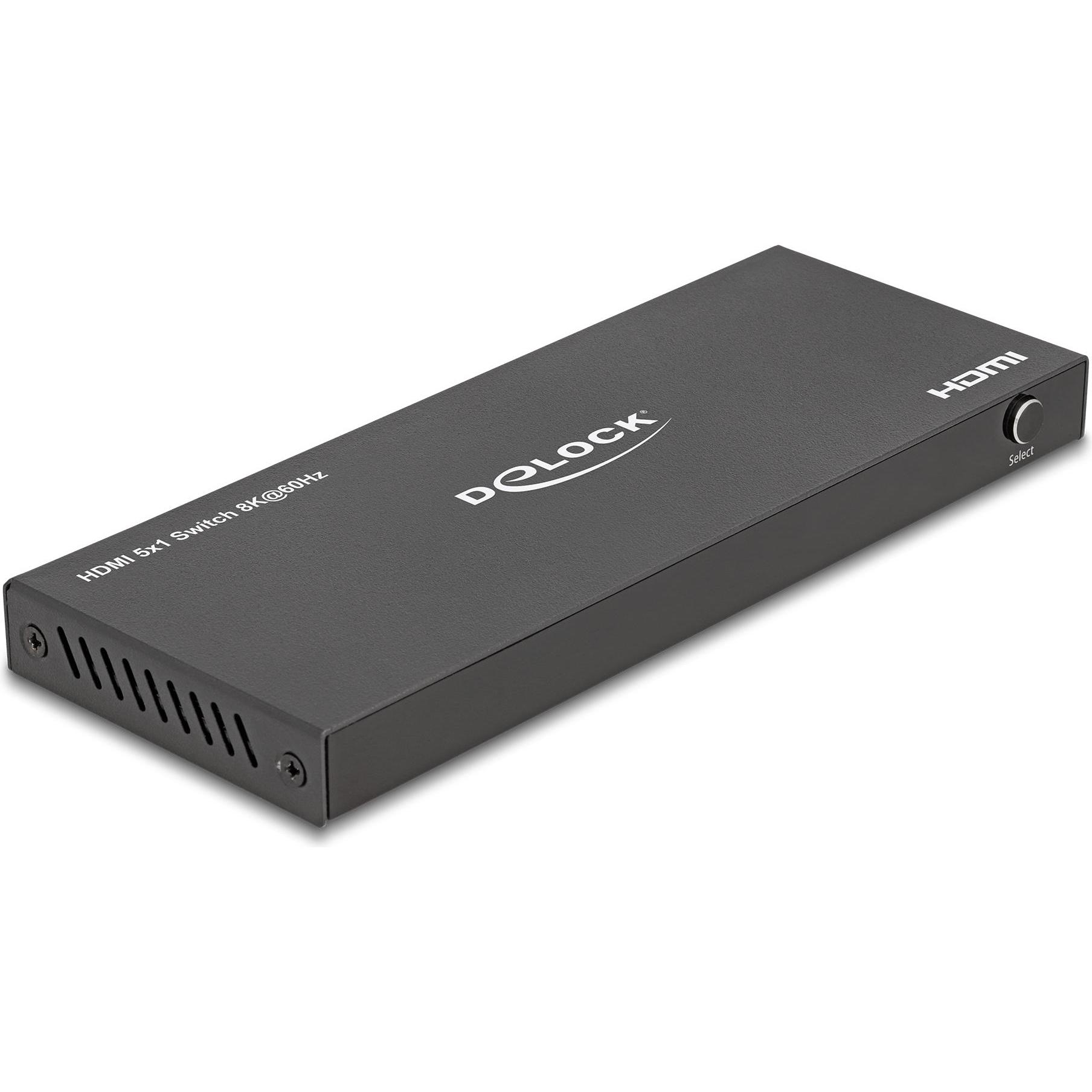 Delock HDMI Switch 5 x HDMI in zu 1 x HDMI out 8K 60 Hz, Switch Box