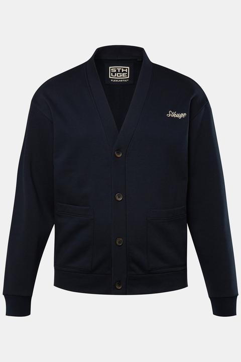 Sthuge Sweatjacke, V-Ausschnitt, Brust-Stickerei