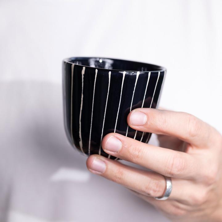 Actual product image Atelier Agave Cappuccino Cup Striped Black (200 ml)