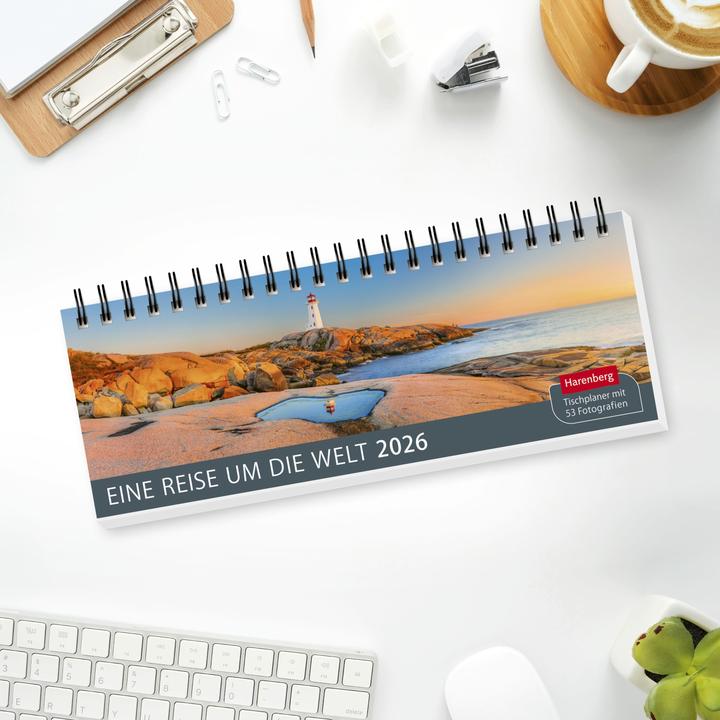 Image du produit Harenberg Eine Reise um die Welt Premium-Tischplaner 2026 - Wochenkalender mit 53 Fotografien (Couverture rigide, Allemand)