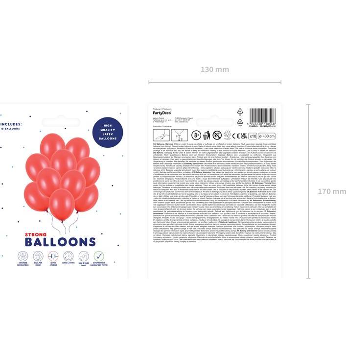 Thumbnail - Partydeco Luftballons Rot Metallic 30cm (10 Stück)