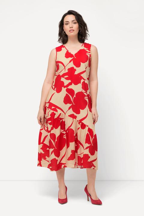 Produktbild Ulla Popken Midikleid, Blüten, A-Linie, V-Ausschnitt, ärmellos (46, 48)