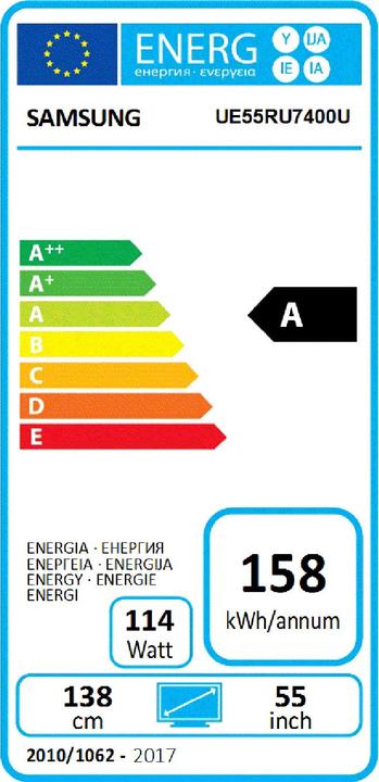 Energy Label Samsung UE55RU7400 (55", LCD, 4K, 2019)