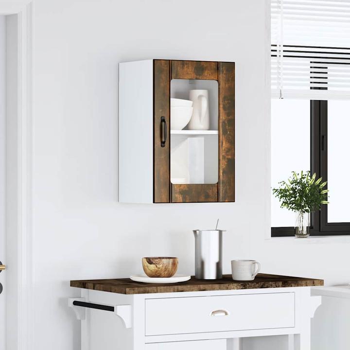 Image du produit VidaXL Armoire suspendue de cuisine avec porte vitrée Lucca chêne fumé Armoire murale de cuisine (40 x 31 x 60 cm)
