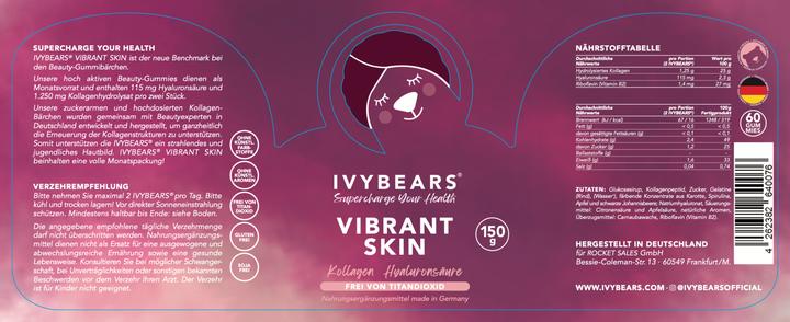 Nährwerte und Zutaten IVYBears Vibrant Skin (4 Stk., Gummies, 600 g)