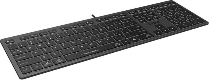 Actual product image A4Tech FSTYLER FX60H (White Backlit) Keyboard USB QWERTY Black Grey (USA, Cable)