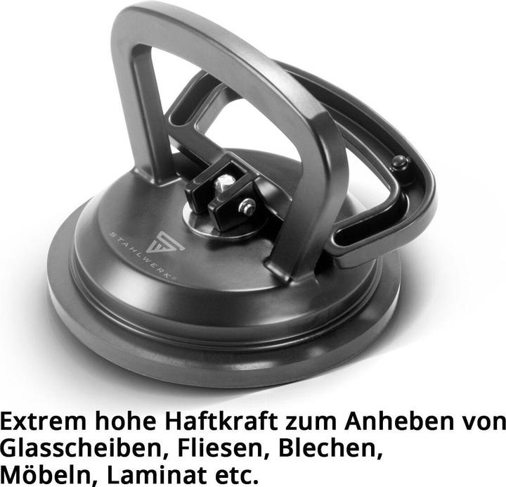 Produktbild Stahlwerk Saugheber 2er Set mit 2 x 50 kg Tragkraft und 12,5 cm | 5“ Durchmesser (50 kg)