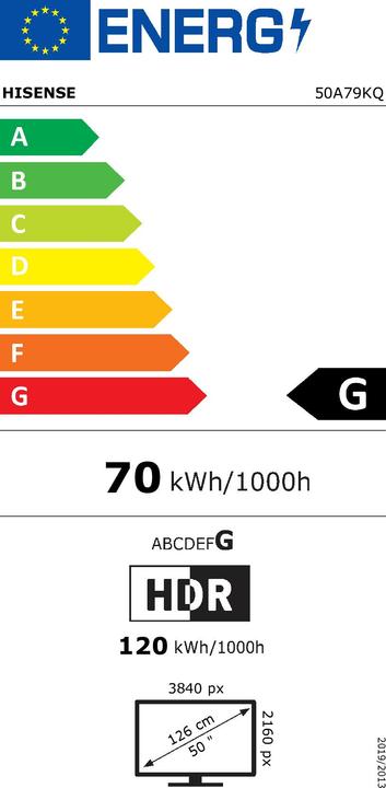 Energie-Label Hisense 50A79KQ (2023) (50", QLED, 4K)