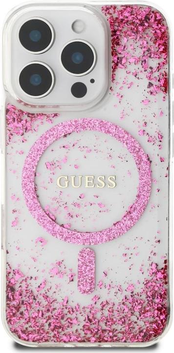 Produktbild Guess HC Resin Bottom Glitter MagSafe iPhone 16 Pro Case - Pink (Apple iPhone 16 Pro)