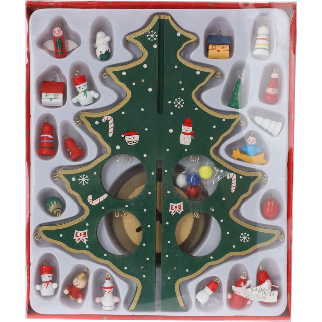 Thumbnail - Weihnachtsdeko, Holz-Weihnachtsbaum mit Hängedekoration, 26-tlg.