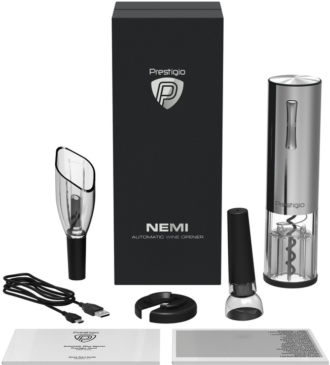 Produktbild Prestigio Nemi elektrisches Weinöffner-Set (Elektrischer Korkenzieher)
