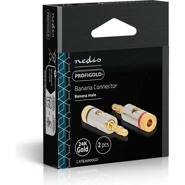 Thumbnail - Nedis Bananenstecker Stecker Vergoldet 2 Stück Aluminium Metall Gold, Audio Kabel