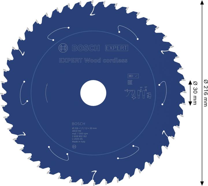 Immagine prodotto Bosch Professional Zubehör EXPERT Wood Kreissägeblatt, 216x30 mm, T48