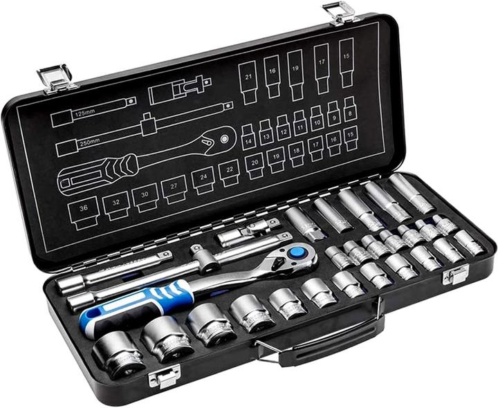 Image du produit Högert Jeu d'outils, 29 pcs. (32 mm, 19 mm, 12 mm, 24 mm, 14 mm, 22 mm, 16 mm, 21 mm, 18 mm, 27 mm, 17 mm, 11 mm, 15 mm, 3/8", 30 mm, 1/2", 13 mm, 36 mm)