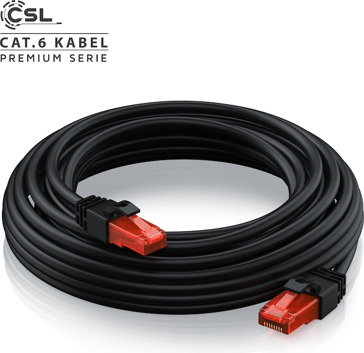 Produktbild CSL CAT.6 Netzwerkkabel - Ethernet Gigabit Lan Kabel RJ45 - Patchkabel - komp. CAT.5 CAT.6 CAT.7 CAT.8 (UTP, CAT6, 25 m)