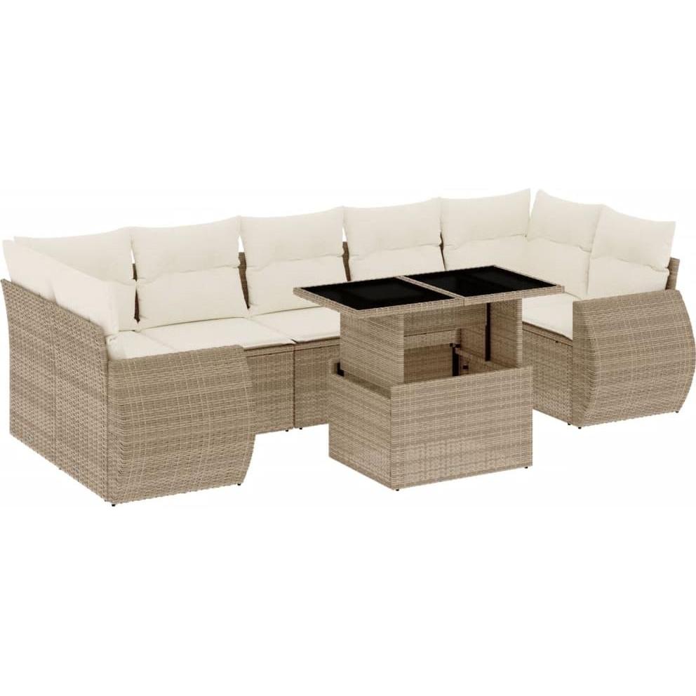 VidaXL, Gartenlounge, Gartenmöbel Sofa Garnitur Lounge Sitzgruppe 8-tlg. Beige Poly Rattan