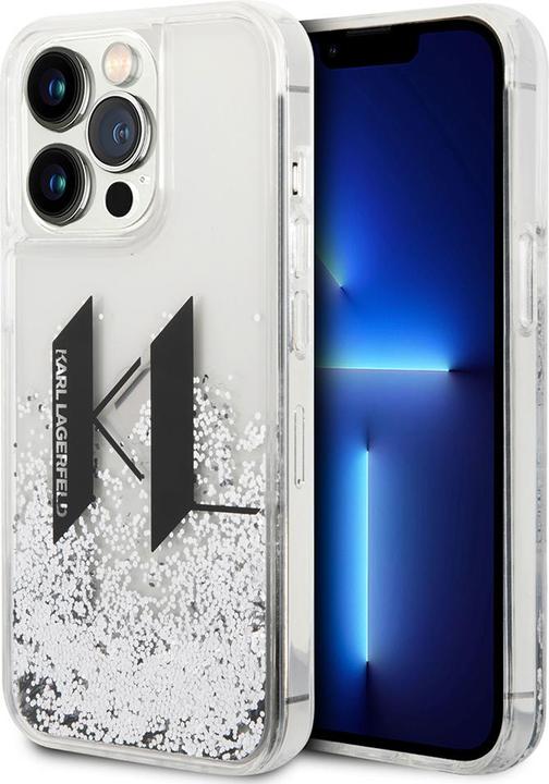 Actual product image Karl Lagerfeld KLHCP14LLBKLCS iPhone 14 Pro 6.1" srebrny/silver hardcase Liquid Glitter Big KL (Apple iPhone 14 Pro)