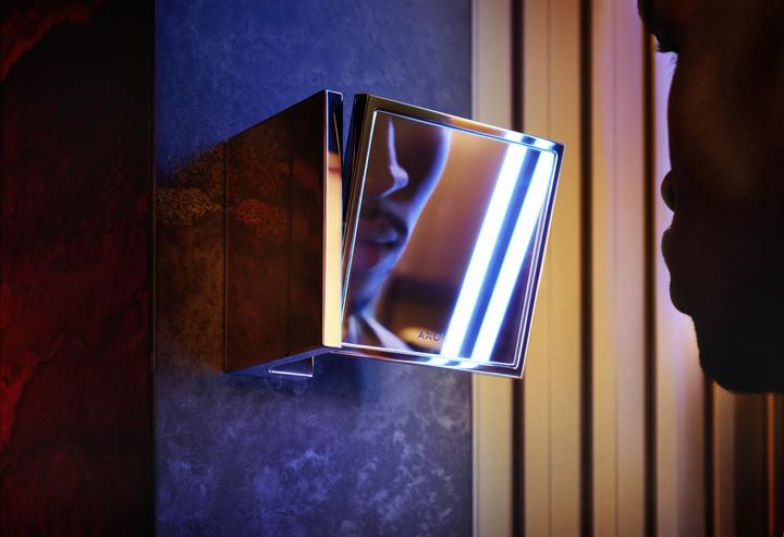 Actual product image hansgrohe AXOR Universal Rectangular shaving mirror, magnification 1.7x, tilting, metal frame