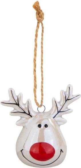 Produktbild MICA Living Dekohänger Rentierkopf - weiss/rot glänzend - ca. 6 x 4 x 6 cm