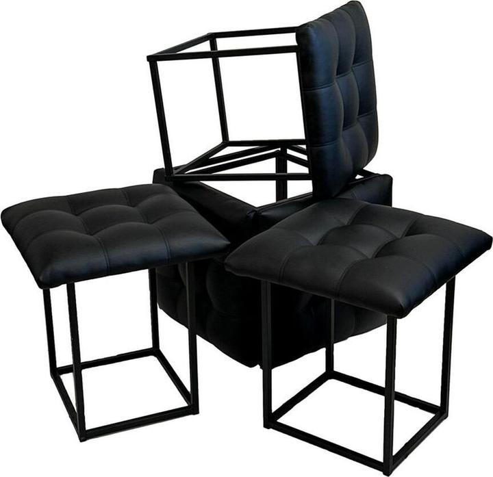 Produktbild Go Gift 5-in-1 Pouffe-Transformer - 5 Hocker in 1 Pouffe schwarzes Eco-Leder