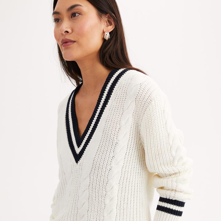 Produktbild Anne Weyburn V-Pullover mit Zopfmuster (46)