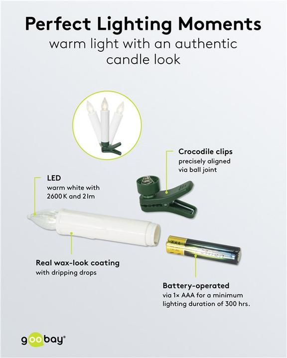 Immagine prodotto Goobay 20 kabellose LED-Weihnachtsbaumkerzen (20 x)